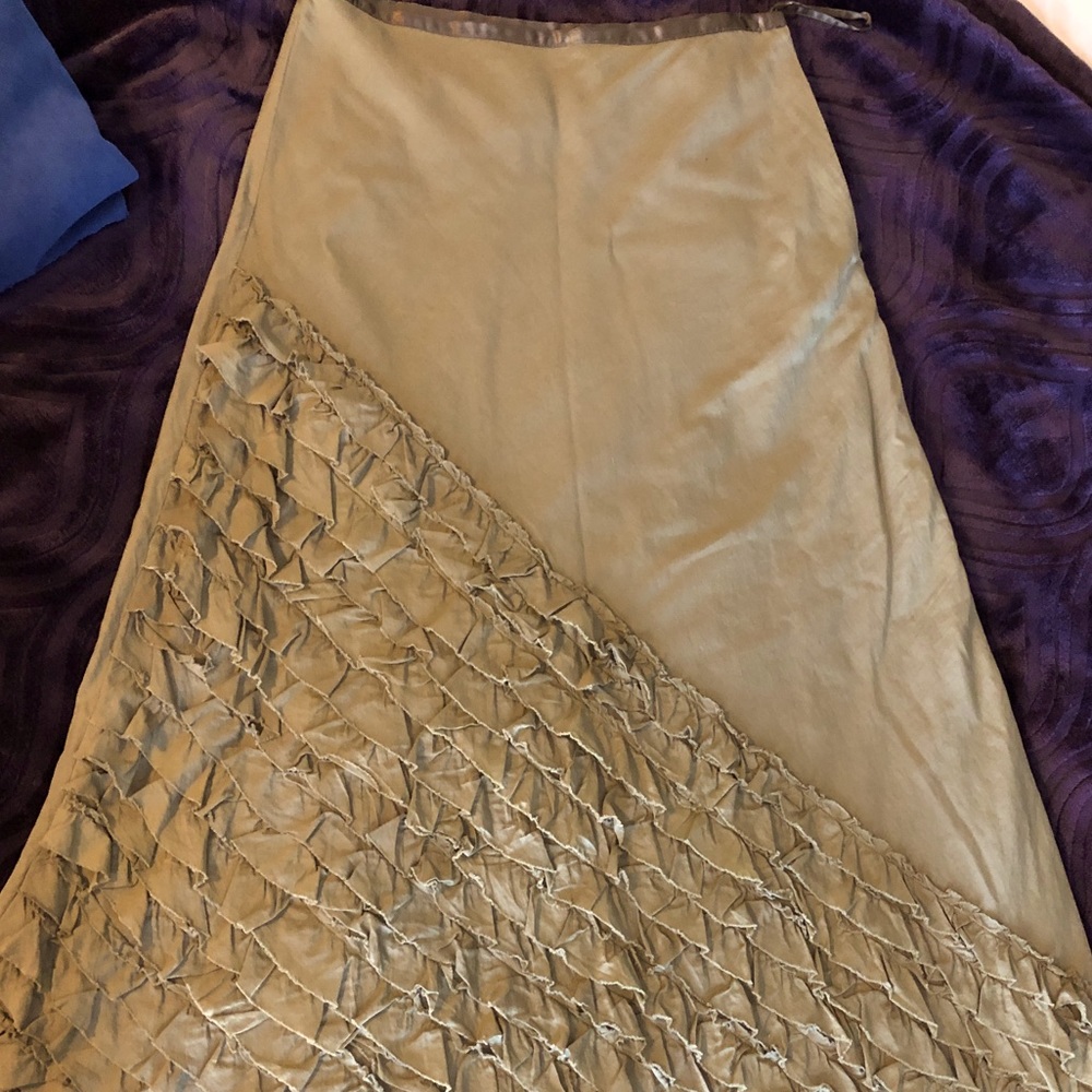 Stylish Long Olive Green Skirt- Size 8